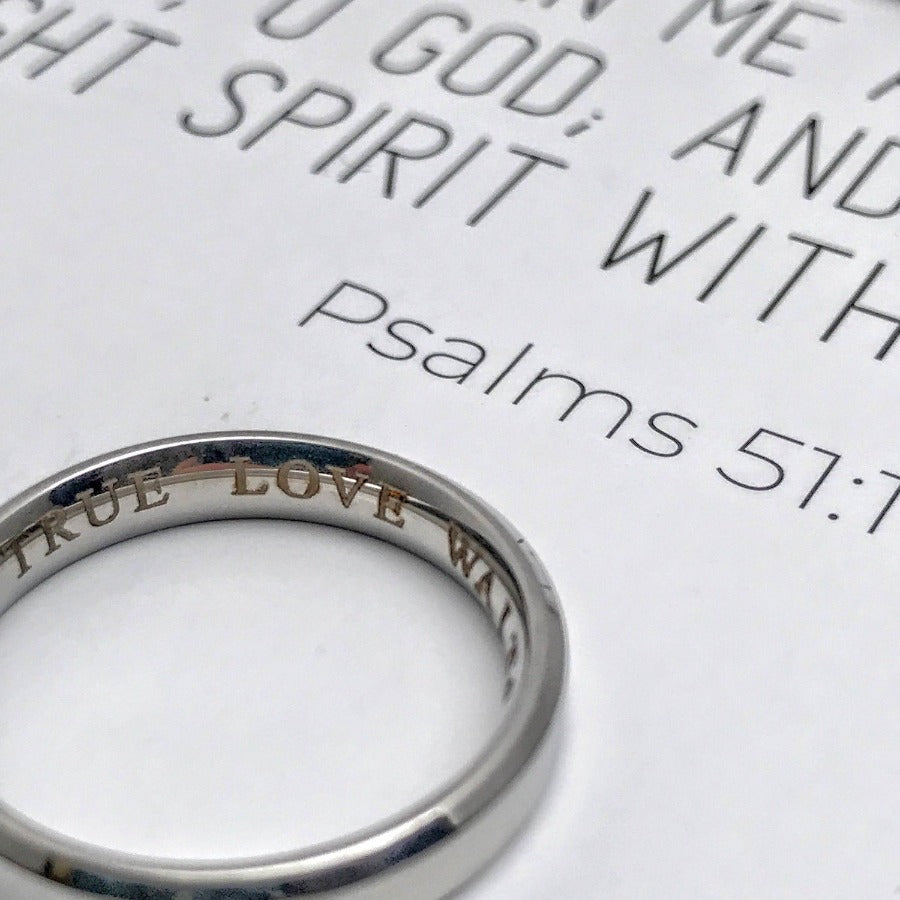 True Love Waits purity abstinence spin ring in stainless steel