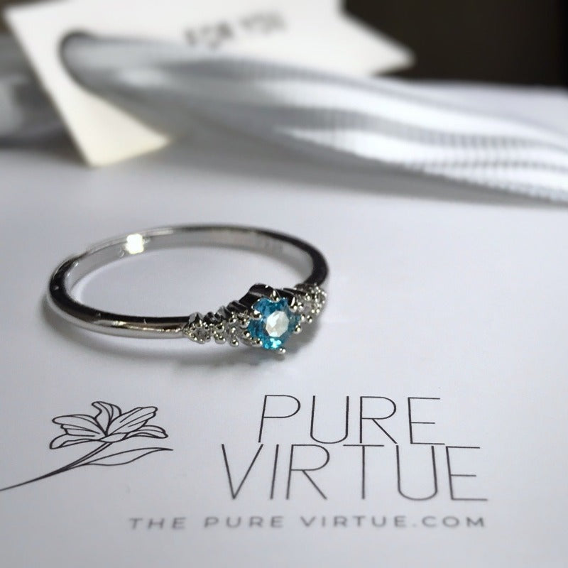 Dainty Light Blue Crystal  Ring Purity Kit